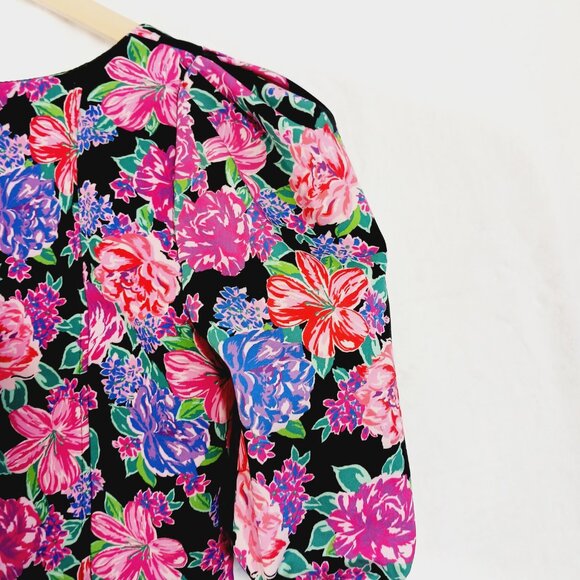 Zara, Crop Top, Size Small, Floral, Sweetheart Neckline, Short Puffy Sleeves - Picture 11 of 16